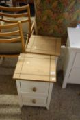 PAIR OF MODERN PINE TOP TWO DRAWER BEDSIDE CABINETS, 36CM WIDE