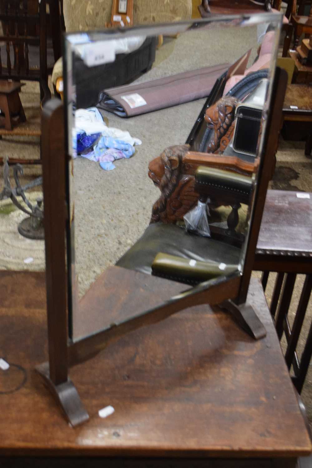 SMALL EARLY 20TH CENTURY BEVELLED DRESSING TABLE MIRROR, 57CM HIGH