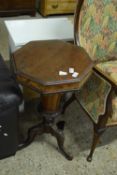 VICTORIAN TRUMPET FORMED SEWING TABLE ON TRIPOD BASE, 74CM HIGH