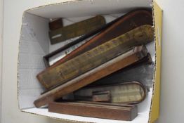 BOX OF VARIOUS 19TH CENTURY THERMOMETERS AND THERMOMETER PARTS