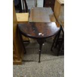 20TH CENTURY DEMI-LUNE MAHOGANY HALL TABLE, 72CM WIDE