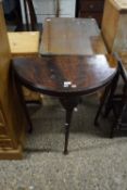 20TH CENTURY DEMI-LUNE MAHOGANY HALL TABLE, 72CM WIDE