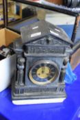 VICTORIAN MANTEL CLOCK IN ARCHITECTURAL BLACK SLATE CASE