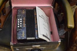 HOHNER DOUBLE RAY BUTTON KEY ACCORDION WITH TRAVEL CASE