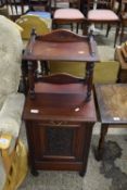 LATE VICTORIAN DARK STAINED AMERICAN WALNUT COAL PURDONIUM WITH CARVED DETAIL