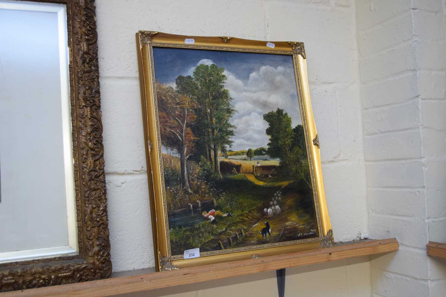 AFTER JOHN CONSTABLE, CONTEMPORARY REPRODUCTION OF THE CORNFIELD, OIL ON BOARD, GILT FRAMED, 57CM