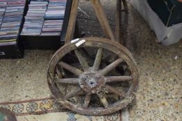 PAIR OF IRON MOUNTED WOODEN WHEELS, 46CM WIDE