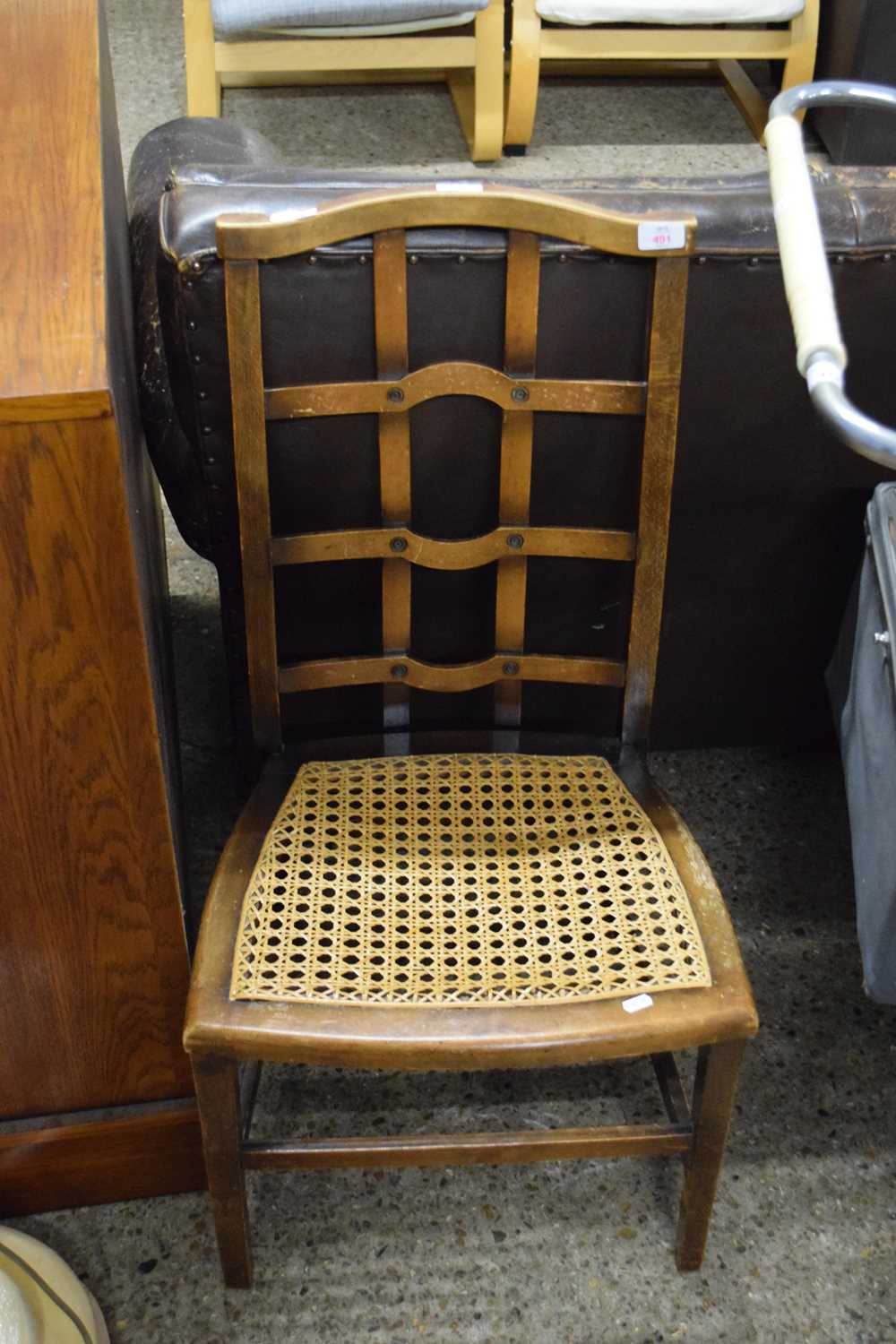 CANE SEATED AND MESHWORK BACK CHAIR