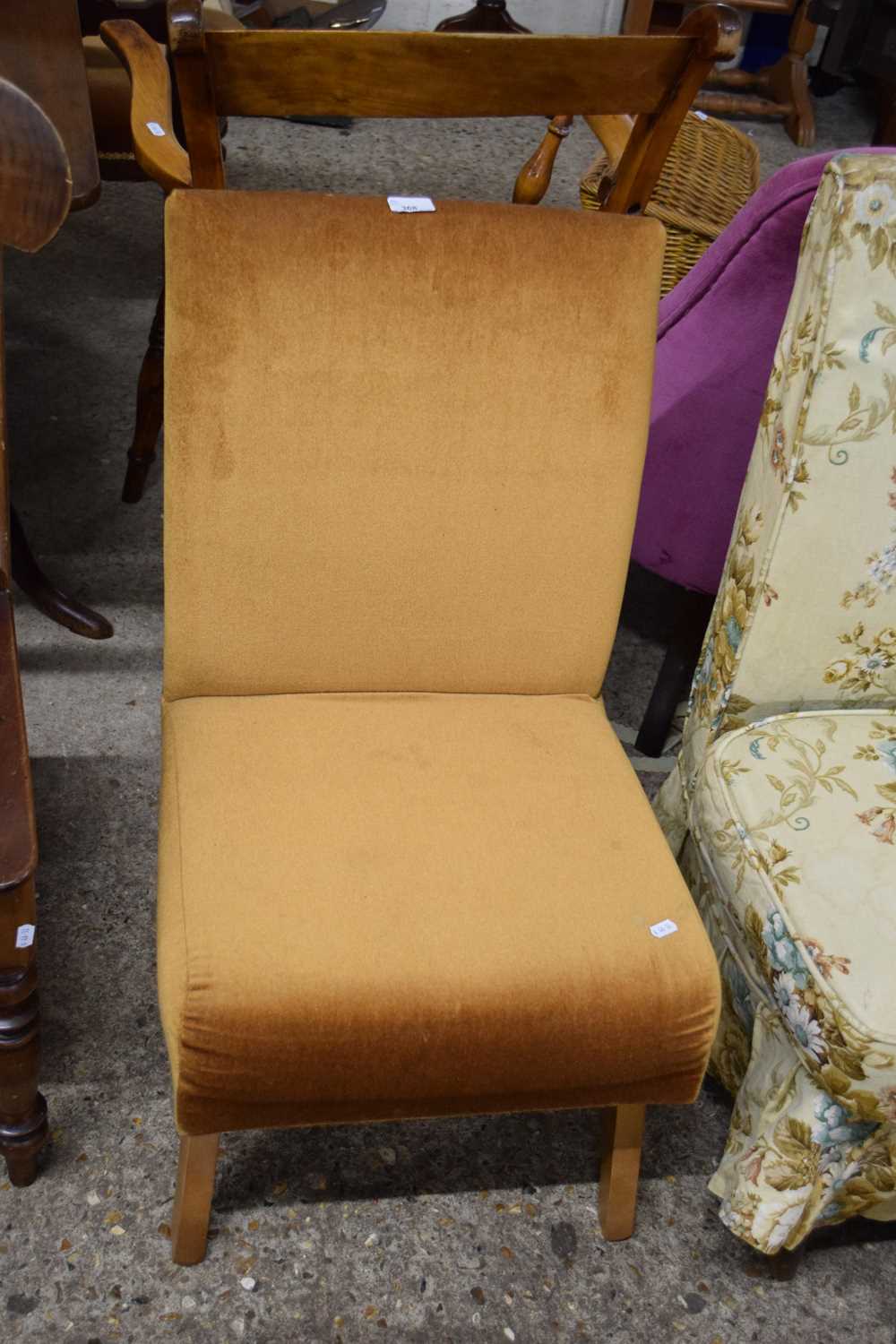 SMALL RETRO SIDE CHAIR WITH YELLOW UPHOLSTERY