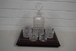 EDINBURGH CRYSTAL CUT GLASS DECANTER AND FIVE MATCHING TUMBLERS AND A FURTHER NON-MATCHING TUMBLER