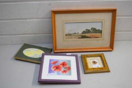 MIXED LOT COMPRISING PAULINE THOMAS, HARVEST TIME, FABRIC PICTURE, TOGETHER WITH THREE FURTHER SMALL