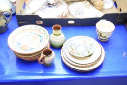 MIXED LOT VARIOUS TORQUAY POTTERY PLATES, BOWLS, SAUCERS, VASES ETC