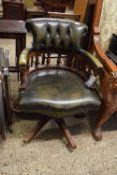 LEATHER UPHOLSTERED BOW BACK OFFICE CHAIR