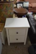 MODERN WHITE TWO-DRAWER BEDSIDE CABINET, 53CM WIDE