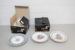 MIXED LOT DECORATED PLATES AND CAITHNESS ROYAL WEDDING DRINKING GLASSES