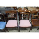 PAIR OF REPRODUCTION MAHOGANY VENEERED DINING CHAIRS WITH PIERCED BACKS