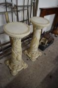 PAIR OF COMPOSITION JARDINIERE STANDS, 59CM HIGH