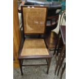 SMALL EDWARDIAN CANE SEATED AND BACKED BEDROOM CHAIR