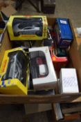 BOX OF TOY VEHICLES TO INCLUDE A BURAGO MERCEDES BENZ PLUS MANY OTHERS