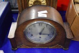 OAK CASED DOME TOP MANTEL CLOCK TOGETHER WITH A FURTHER LATE 19TH CENTURY MANTEL CLOCK (A/F)