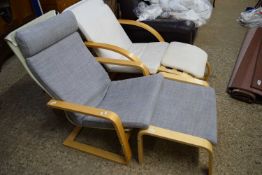 IKEA ARMCHAIR AND FOOTSTOOL IN GREY FABRIC