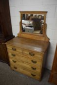 LATE VICTORIAN OAK FIVE DRAWER DRESSING CHEST, 90CM WIDE