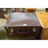 BROWN LEATHER CASE MARKED 'LLOYDS BANK LTD' TO INTERIOR, 49CM WIDE