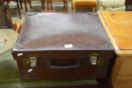 BROWN LEATHER CASE MARKED 'LLOYDS BANK LTD' TO INTERIOR, 49CM WIDE