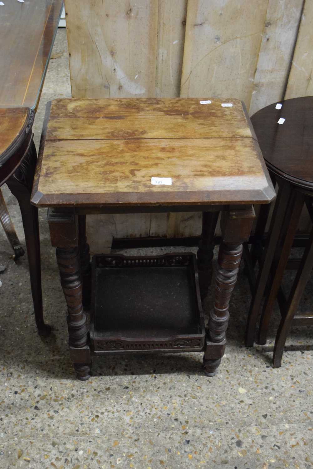SMALL LATE 19TH CENTURY HARDWOOD SIDE TABLE WITH BASE SHELF, 47CM WIDE