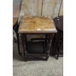 SMALL LATE 19TH CENTURY HARDWOOD SIDE TABLE WITH BASE SHELF, 47CM WIDE