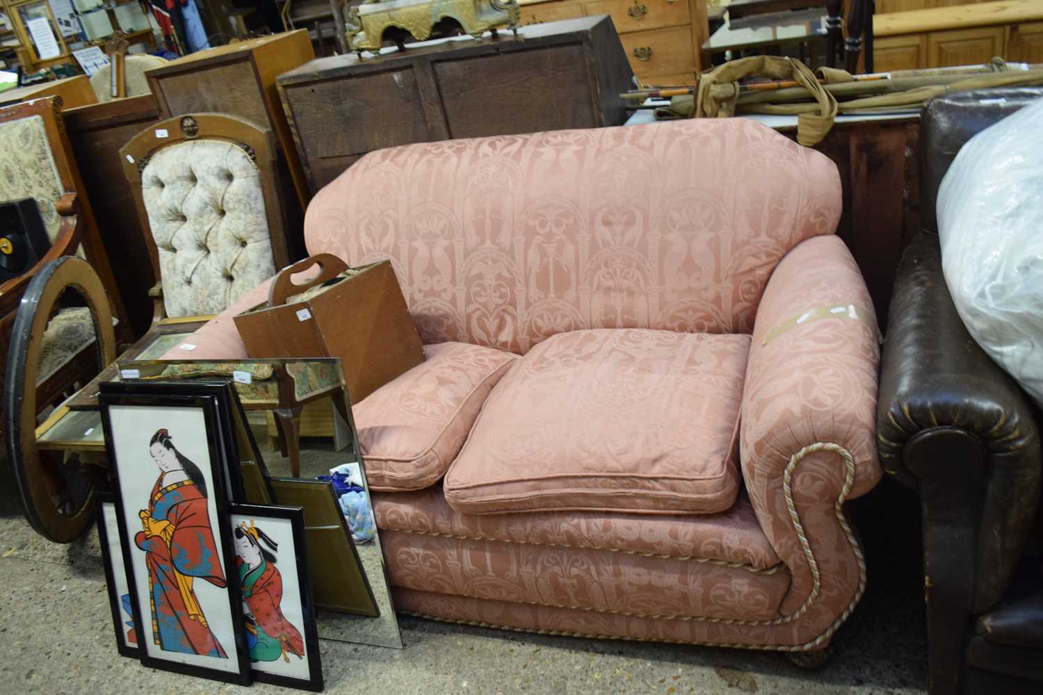 PINK UPHOLSTERED TWO-SEATER SOFA