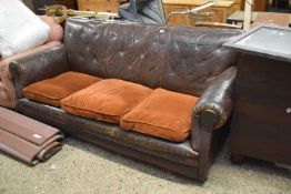 VINTAGE BROWN LEATHER UPHOLSTERED THREE SEATER SOFA