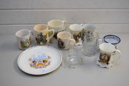 MIXED LOT ROYAL COMMEMORATIVE MUGS AND OTHER ITEMS