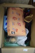 BOX OF VARIOUS COSTUME DOLLS, BOX OF LASSIE DOLLS AND OTHERS