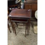 EDWARDIAN NEST OF THREE MAHOGANY TABLES, LARGEST 51CM HIGH