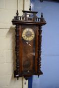 LATE VICTORIAN VIENNA WALL CLOCK IN MAHOGANY CASE, APPROX 120CM HIGH