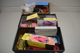 THREE SMALL BOXES OF DIE-CAST TOY VEHICLES TO INCLUDE A RANGE OF DINKY TOYS LADY PENELOPE'S FAB 1