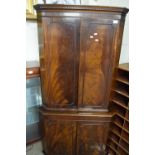 REPRODUCTION MAHOGANY VENEERED FLOOR STANDING FOUR DOOR CORNER CABINET, 174CM HIGH