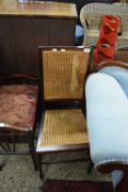 EDWARDIAN CANE SEATED AND BACK SIDE CHAIR, 90CM HIGH