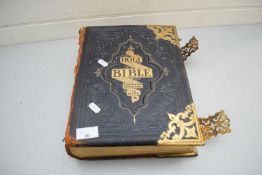 REV JOHN EADI, THE HOLY BIBLE WITH THE COMMENTARIES OF SCOTT AND HENRY, LEATHER BOUND WITH BRASS