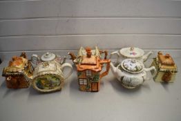 GROUP OF MID-20TH CENTURY COTTAGE STYLE TEA POTS BY VARIOUS MANUFACTURERS, INCLUDING ARTHUR WOOD AND