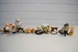 VARIOUS ORNAMENTS TO INCLUDE HORNSEA VASES, PIGGIN MODELS AND OTHERS