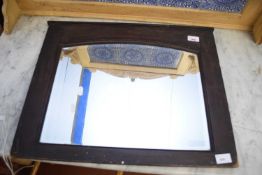 SMALL WALL MIRROR IN STAINED WOOD FRAME, 58CM WIDE
