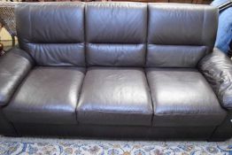 BROWN LEATHER SEATER SOFA, 190CM WIDE