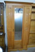 LATE VICTORIAN SATINWOOD WARDROBE WITH SINGLE MIRRORED DOOR, 195CM HIGH
