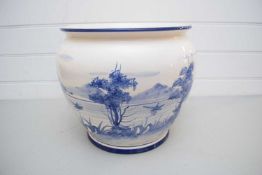 LARGE MODERN BLUE AND WHITE DECORATED JARDINERE