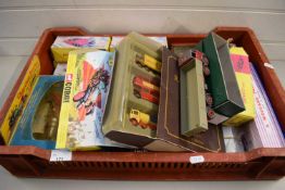 BOX OF MIXED TOY VEHICLES TO INCLUDE DINKY TOYS, LADY PENELOPE'S FAB 1 CAR, CORGI CHITTY-CHITTY BANG