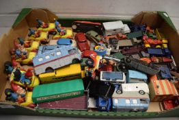 BOX OF VARIOUS DIE-CAST AND OTHER TOY VEHICLES TO INCLUDE A RANGE OF CORGI NODDY'S CAR, VARIOUS