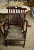 EARLY 20TH CENTURY FOLDING CAMPAIGN STYLE CHAIR WITH UPHOLSTERED SEAT