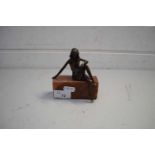 SMALL ART DECO STYLE BRONZED METAL FIGURINE SET ON A MARBLE PLINTH BASE, MARKED TO THE UNDERSIDE '